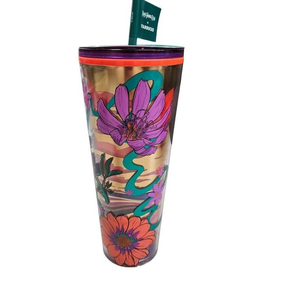 Rex Hamilton Starbucks NWT Limited Edition Floral Tumbler 24 Oz Bright Artsy - Picture 8 of 13